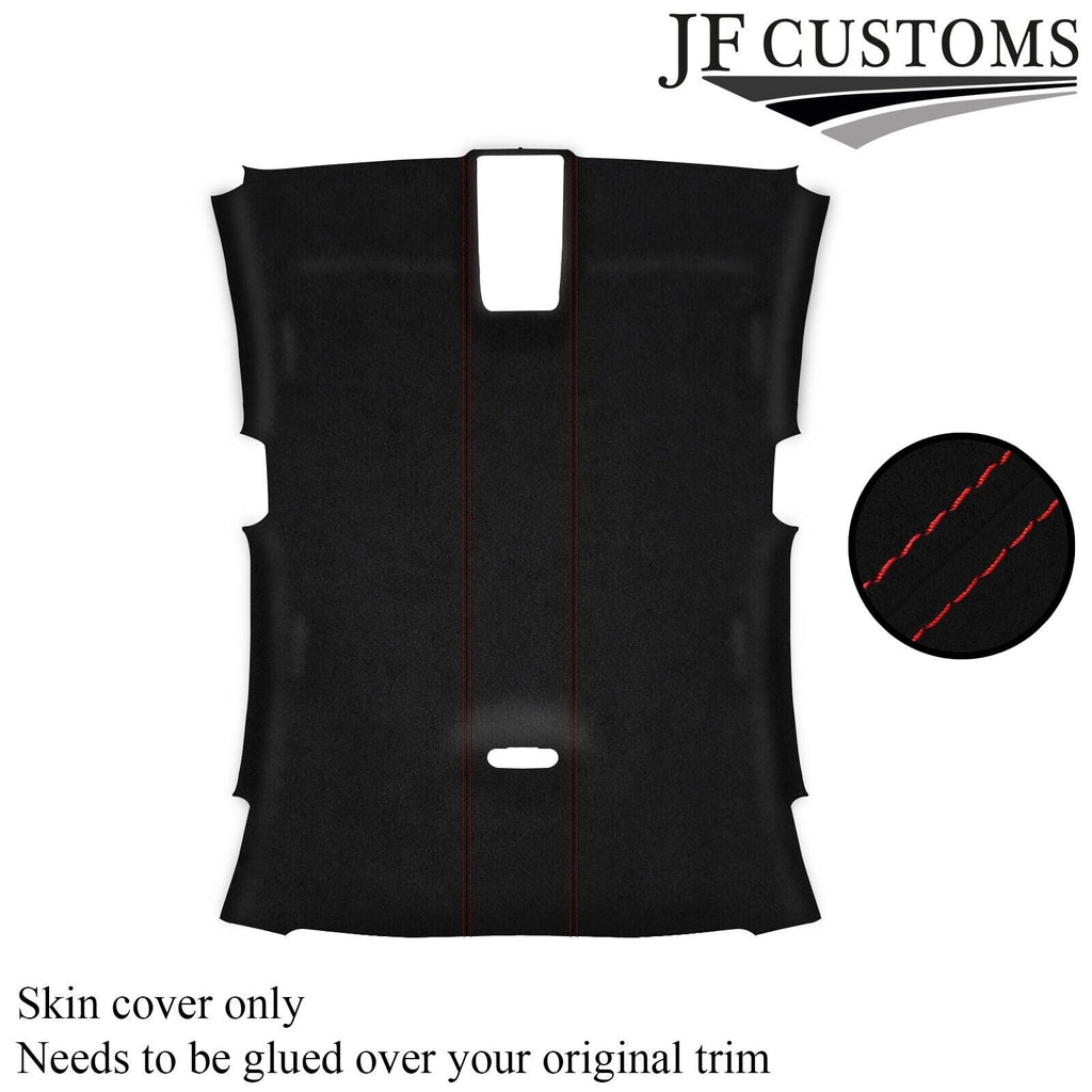 RED STITCH BLACK LUXE SUEDE HEADLINER COVER FITS AUDI A4 B8 08-12 SALOON