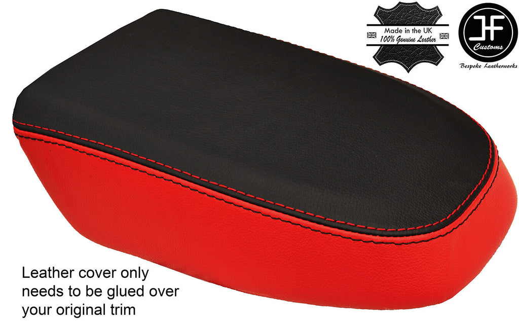 BLACK & RED  REAL LEATHER ARMREST COVER FITS FORD FOCUS MK3 2005-2008 CUSTOM NEW