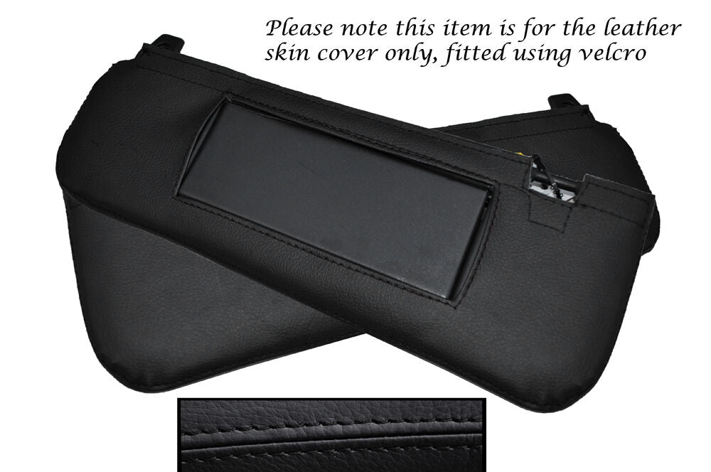 BLACK STITCH 2X SUN VISORS LEATHER SKIN COVERS FITS PEUGEOT RCZ 2010+ CUSTOM NEW