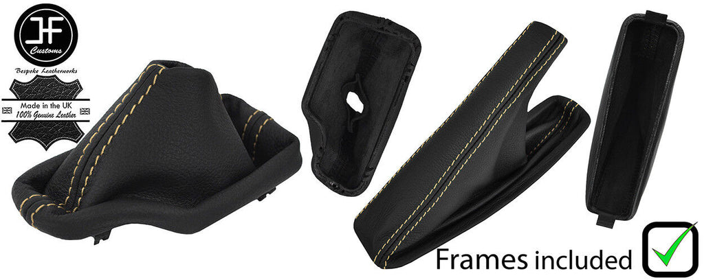 SAND STITCH LEATHER GEAR HANDBRAKE + PLASTIC FRAME FOR BMW E46 99-05 AUTOMATIC