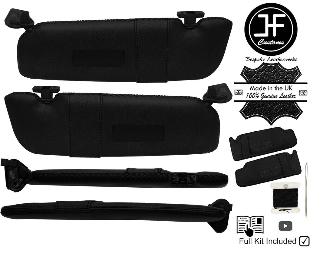 BLACK CROSS STITCH 2X SUN VISOR LEATHER COVER FOR BMW 6 SERIES F12 CABRIO 11-18