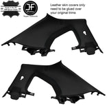 BLACK STITCH 2X B C PILLAR REAL LEATHER COVERS FITS NISSAN GT-R GTR R35 09-17