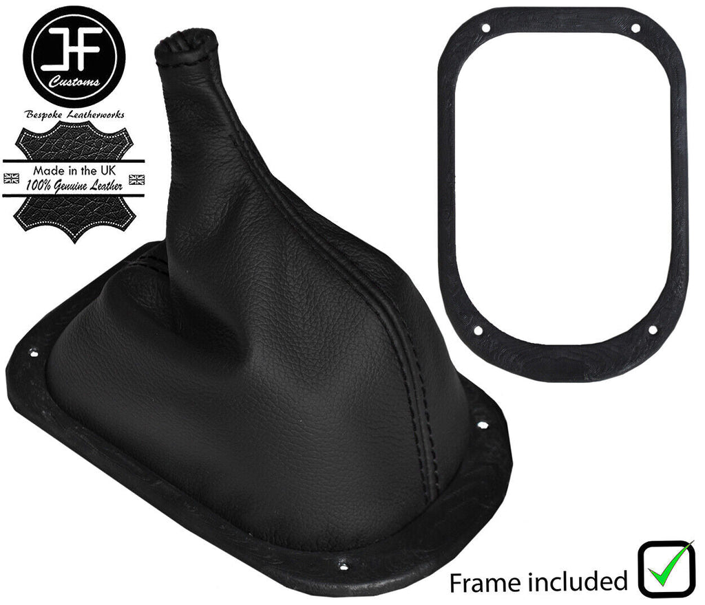 BLACK STITCH REAL LEATHER GEAR GAITER + PLASTIC FRAME FITS MG MIDGET 64-79