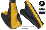 BLACK & YELLOW TOP GRAIN LTHR GEAR HANDBRAKE GAITER FOR VAUXHALL CORSA D 06-14