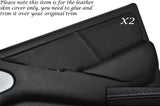 BLACK STITCH 2X FRONT DOOR CARD TRIM SKIN COVERS FITS NISSAN NAVARA D40 05-10