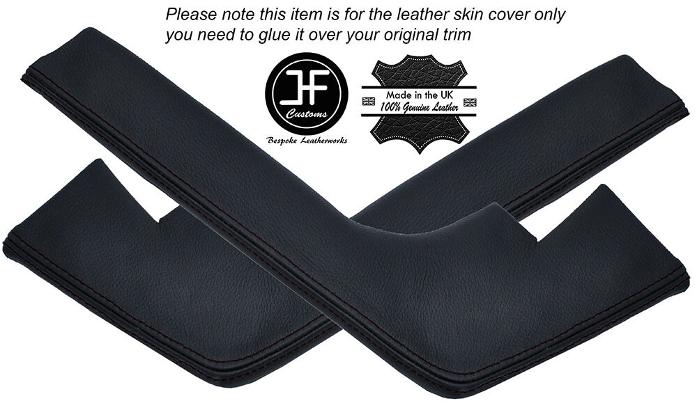 BLACK STITCHING 2X SCREEN PILLAR LEATHER COVERS FITS JAGUAR E TYPE SERIES 1