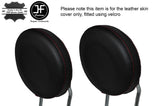 RED STITCHING 2X FRONT HEADREST LEATHER SKIN COVER FITS FIAT 500 2007-2015