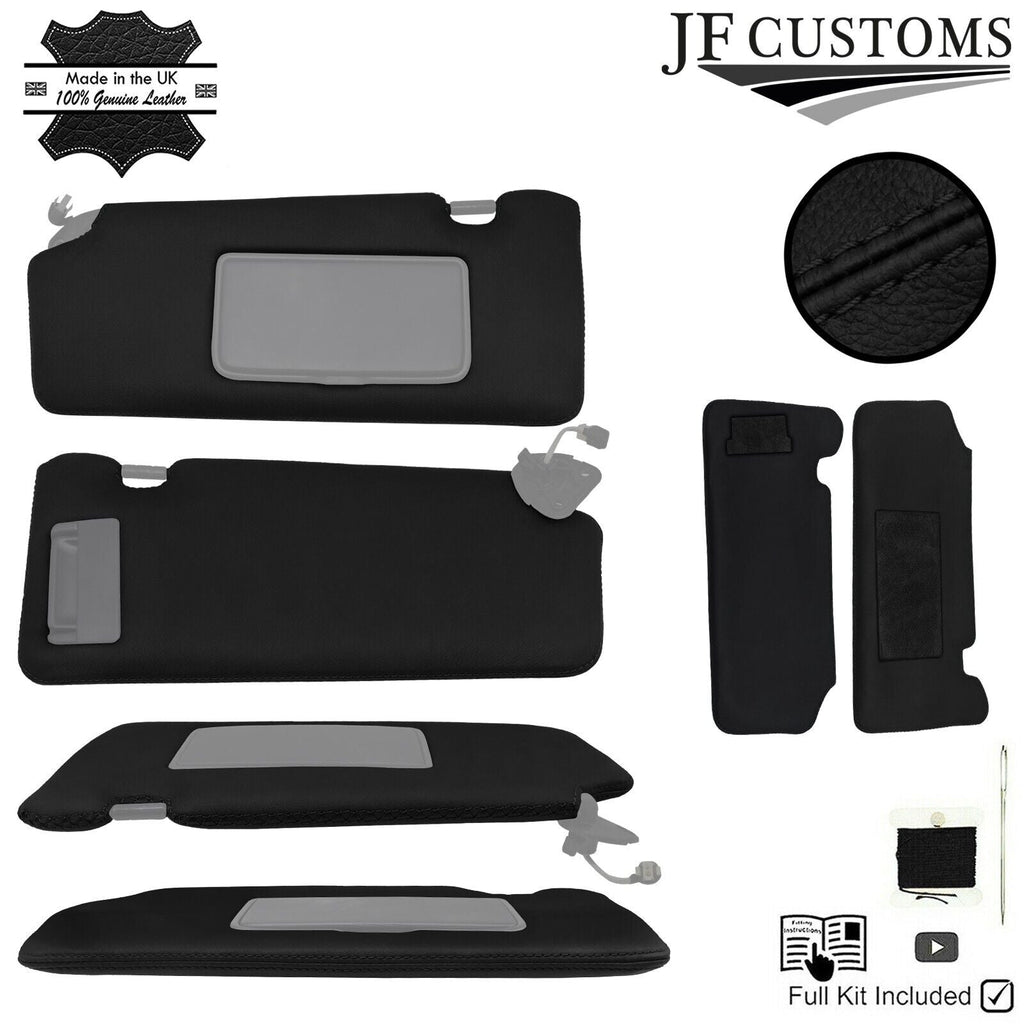 FITS NISSAN 370Z 09-20 BLACK CROSS STITCH LEATHER 2X SUN VISOR COVERS CUSTOM NEW