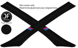 BLACK STITCH TRI STRIPE 2X A PILLAR SUEDE COVERS FOR BMW 8 SERIES E31 1990-1999