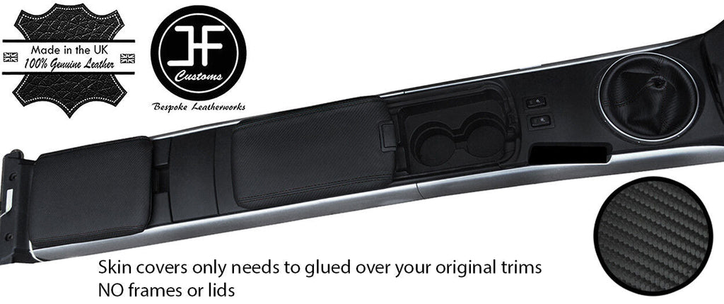 BLACK STITCH CARBON VINYL GEAR GAITER & 2X ARMREST COVERS FOR MAZDA RX8 03-12