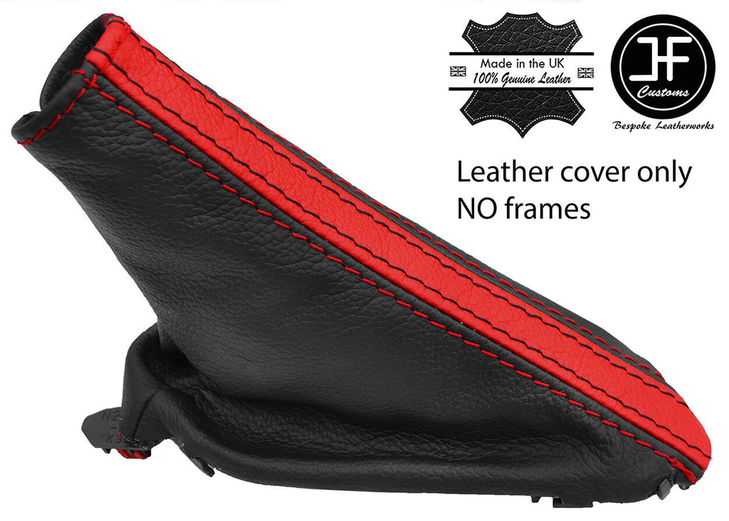 BLACK & RED STRIPE REAL LEATHER HANDBRAKE GAITER FITS MAZDA MX5 MK4 2015-2018
