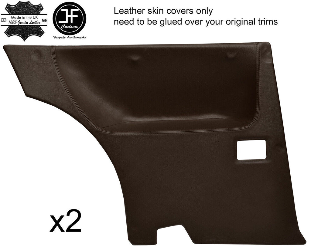 BROWN LEATHER 2X REAR FULL DOOR CARD COVERS FITS SAAB 900 CLASSIC 78-93