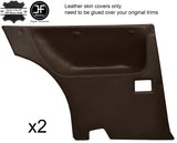 BROWN LEATHER 2X REAR FULL DOOR CARD COVERS FITS SAAB 900 CLASSIC 78-93