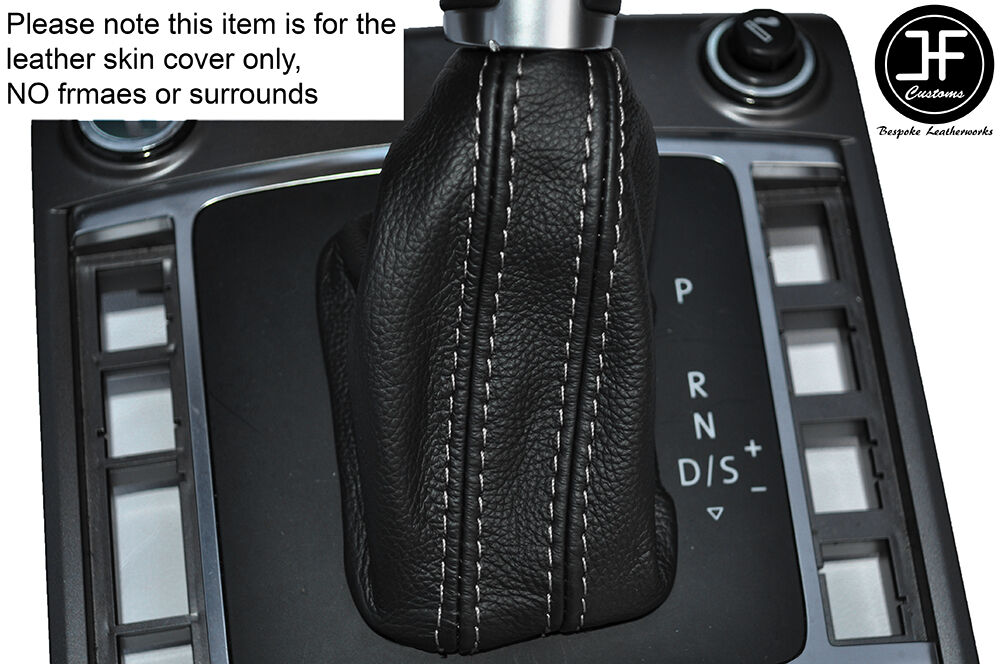 GREY STITCH AUTO AUTOMATIC LEATHER SKIN GEAR GAITER FITS VW AMAROK 2010-2015