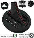 RED  STITCH LEATHER AUTO AUTOMATIC GEAR BOOT + TOP RING FOR VW T5 2003-2015