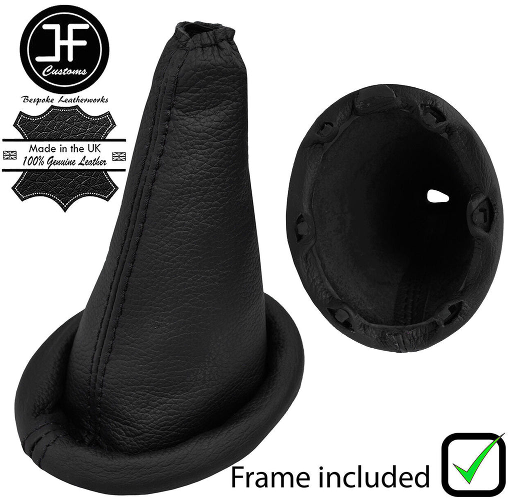 BLACK STITCH LEATHER GEAR GAITER + PLASTIC FRAME FITS CITROEN SAXO 1996-2004