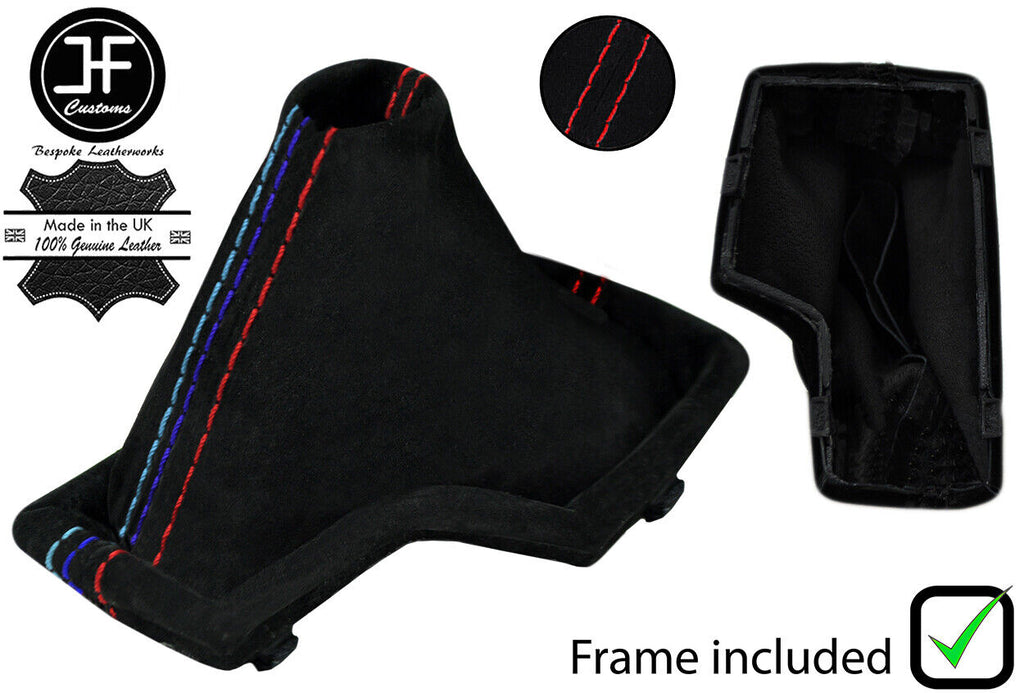 RED & TRI STITCH SUEDE AUTOMATIC GEAR GAITER+PLASTIC FRAME FOR BMW X3 03-10