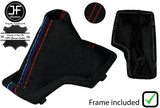 RED & TRI STITCH SUEDE AUTOMATIC GEAR GAITER+PLASTIC FRAME FOR BMW X3 03-10