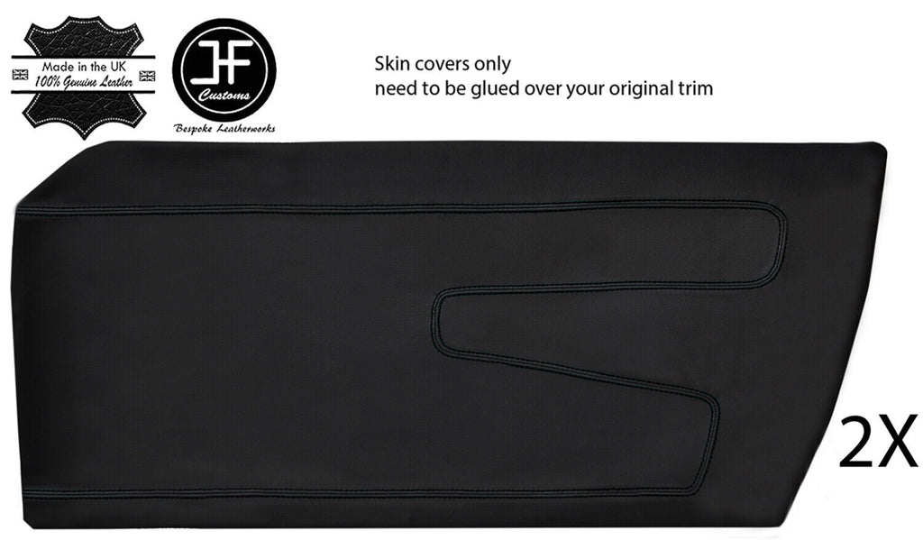 BLACK STITCH 2X FRONT DOOR CARDS LEATHER COVERS FITS FIAT X1/9 X19 73-89 STYLE2