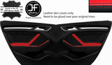 BLACK&RED 2X REAR DOOR CARD&HANDLE ARMREST LTHR COVERS FOR AUDI A3 13-19 DSG2