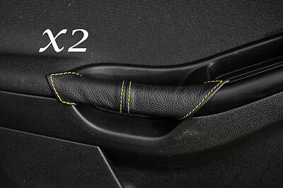 YELLOW STITCH FITS FORD FOCUS MK3 2011+ 2X FRONT DOOR HANDLE LEATHER COVERS