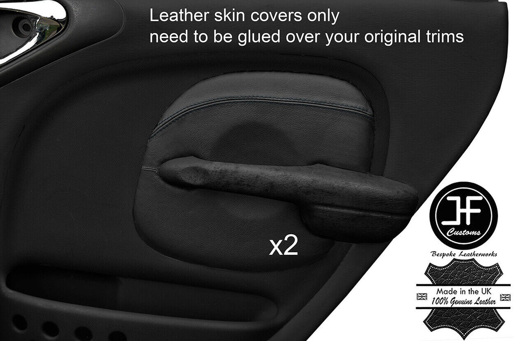 BLACK STITCH 2X REAR DOOR CARD TRIM LEATHER COVER FOR CHRYSLER PT CRUISER 00-05