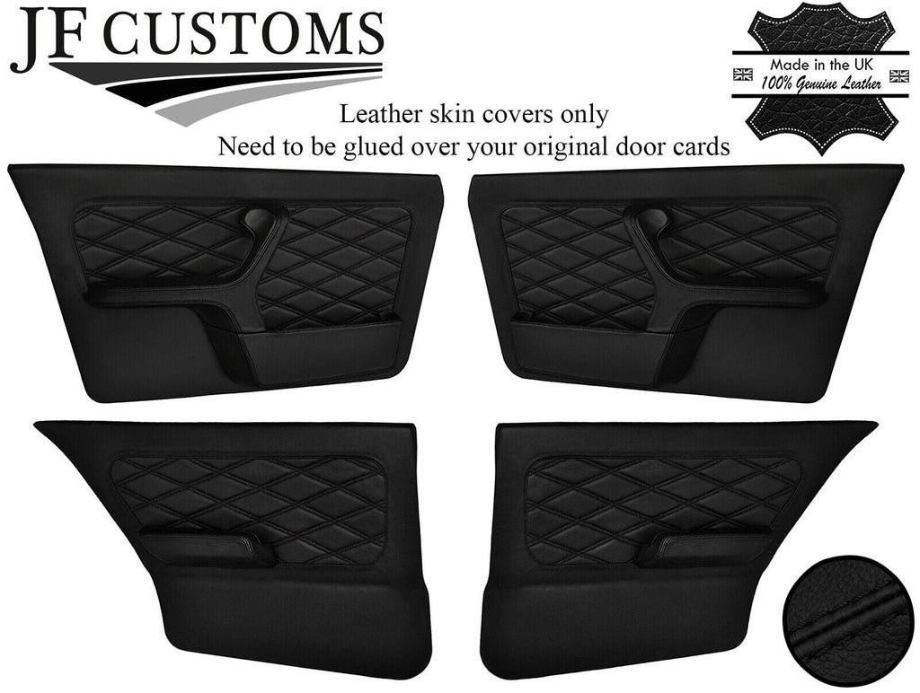 BLACK DIAMOND STITCH LEATHER 4X DOOR CARD COVERS FITS BMW E30 SALOON STYLE 3