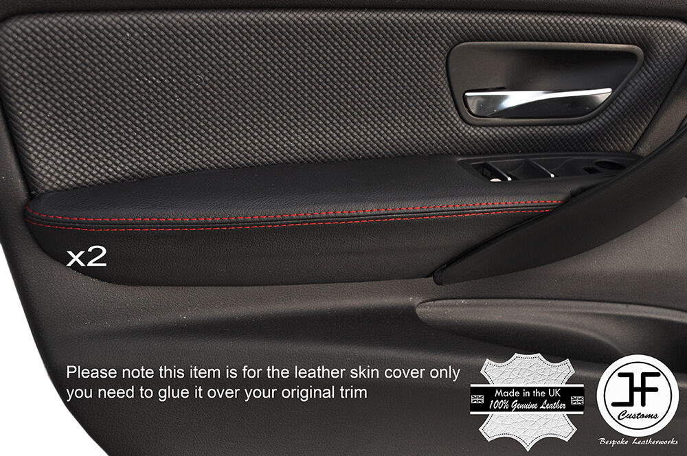 RED STITCH 2X FRONT DOOR ARMREST LEATHER COVERS FITS BMW 3 SERIES F30 F31