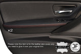 RED STITCH 2X FRONT DOOR ARMREST LEATHER COVERS FITS BMW 3 SERIES F30 F31