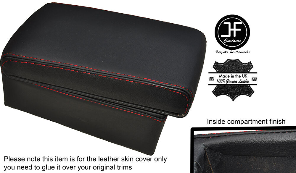 RED STITCH ARMREST & STORAGE BOX LEATHER COVERS FITS JAGUAR E TYPE SERIES 3