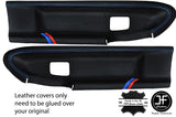 BLUE STITCH TRI STRIPES 2X FRONT DOOR CARD COVERS FOR BMW E36 COUPE CONVERTIBLE