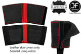 BLACK RED STRIPE 2X SEAT BELT LEATHER COVERS FITS BMW MINI R50 R52 R53 01-06