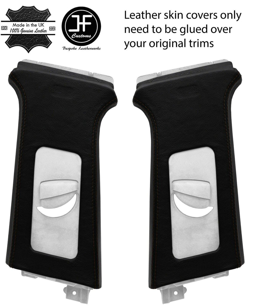 BROWN STITCH 2X UPPER B PILLAR LEATHER COVERS FOR SEAT LEON MK2 1P 2005-2011