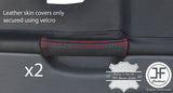 RED STITCH 2X REAR DOOR HANDLE LEATHER COVERS FITS BMW E36 SALOON TOURING