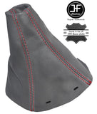 RED STITCH  FITS SAAB 93 9-3 SS 2003+ GEAR GAITER GREY REAL LEATHER CUSTOM NEW