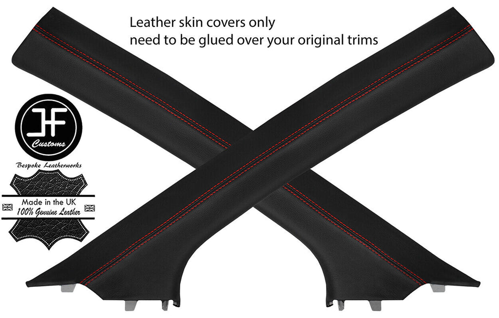 RED STITCH 2X A POST PILLAR REAL LEATHER COVERS FITS HONDA CRV 2006-2012