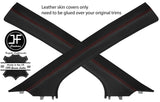 RED STITCH 2X A POST PILLAR REAL LEATHER COVERS FITS HONDA CRV 2006-2012