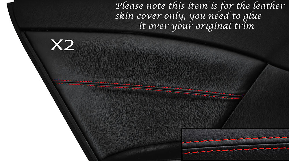 RED STITCH 2X REAR DOOR CARD TRIM SKIN COVERS FITS HONDA CIVIC SE SE-T EX 12+