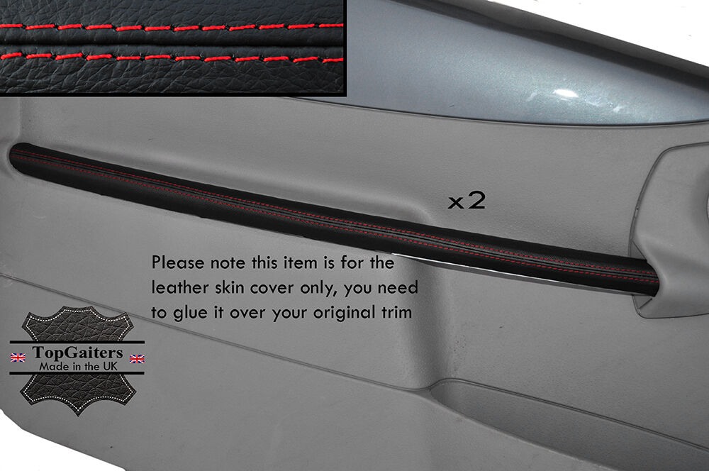 RED STITCH 2X FRONT FULL DOOR HANDLE SKIN COVERS FOR CITROEN C3 PLURIEL 03-2006
