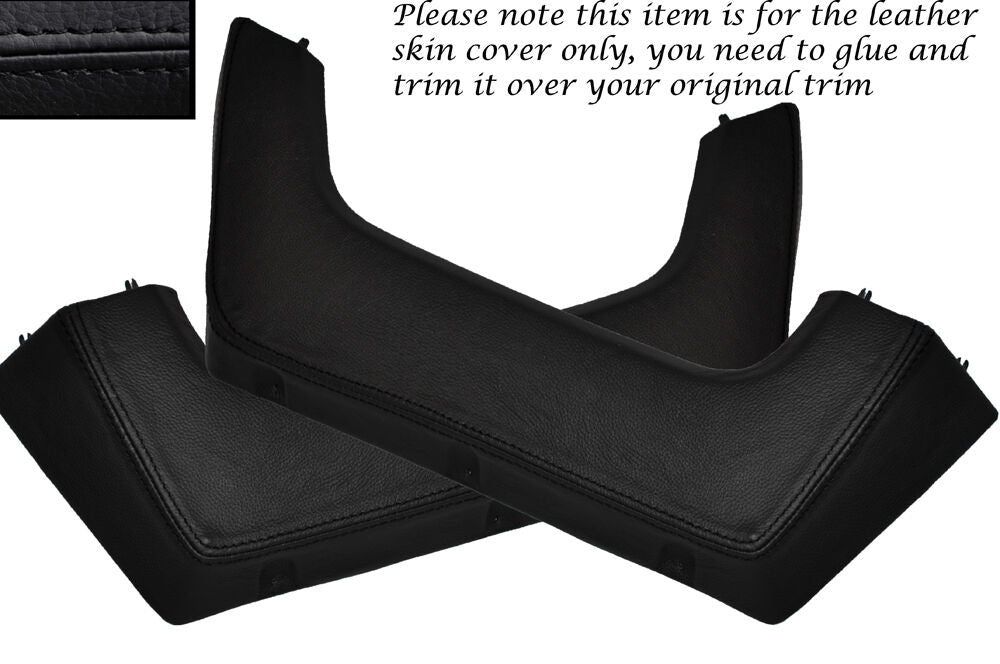 BLACK STITCH 2X DOOR POCKET LEATHER SKIN COVERS FITS PORSCHE 924 944 75-85