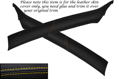 YELLOW STITCH FITS AUDI A3 MK1 1996-2003 2X WINDSCREEN A PILLAR LEATHER COVERS