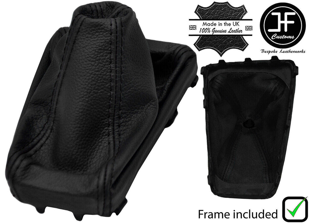BLACK & BLACK LEATHER GEAR GAITER + PLASTIC FRAME FITS FORD FOCUS 2014-2018