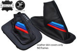 BLACK STITCH TRI STRIPE TOP GRAIN LEATHER AUTOMATIC GAITER SET FOR BMW E46 99-05