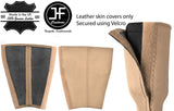 OAK REAL LEATHER 2X SEAT BELT STALK LONG COVERS FITS CORVETTE C5 1997-2004