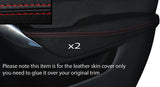 RED STITCH 2X FRONT DOOR ARMREST LEATHER SKIN COVER FITS MAZDA 6 2012-2015