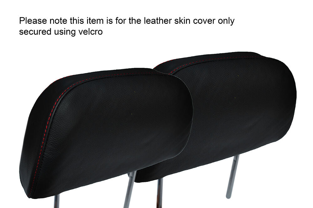 RED STITCH 2X FRONT HEADREST LEATHER SKIN COVERS FITS HONDA PRELUDE 1986-1991