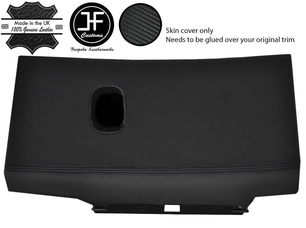 BLACK STITCH LEATHER & CARBON VINYL GLOVE BOX LID COVER FITS CORVETTE C6 05-13