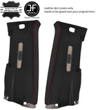 RED STITCH 2X MID UPPER B PILLAR LEATHER COVERS FITS NAVARA D40 2006-2014