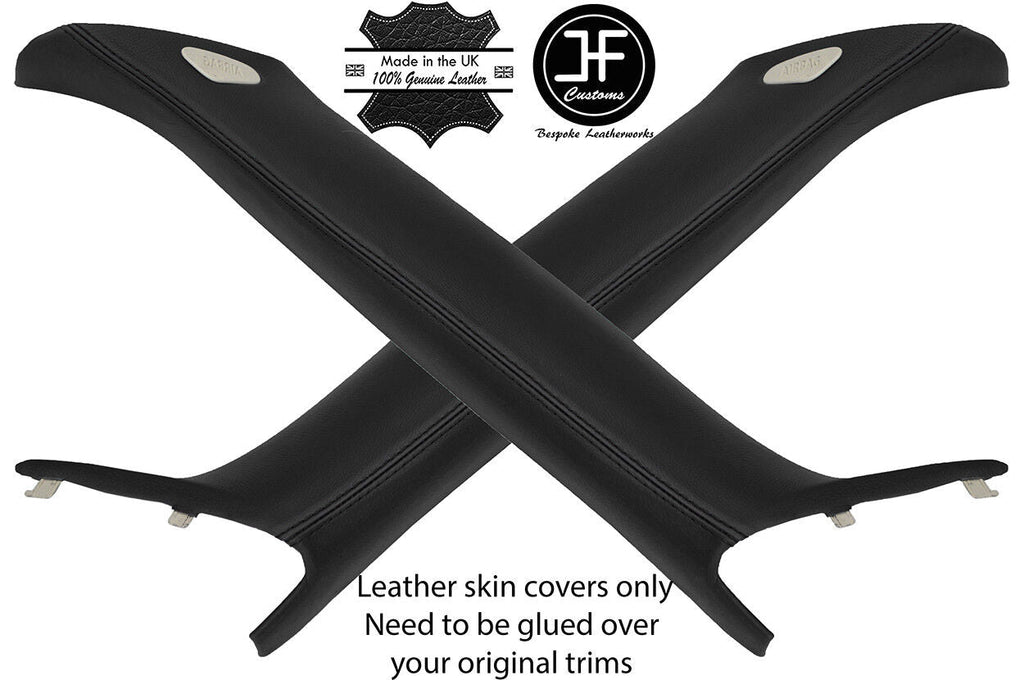 BLACK & BLACK 2X A PILLAR 2 TONE LEATHER COVERS FITS BMW MINI COOPER R56 07-13