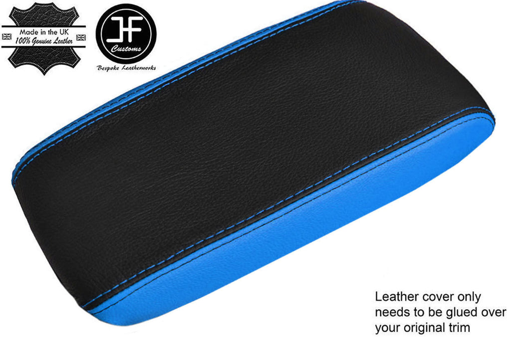 BLACK & BLUE REAL LEATHER ARMREST LID COVER FITS SKYLINE R33 GTS GTR 1993-1998